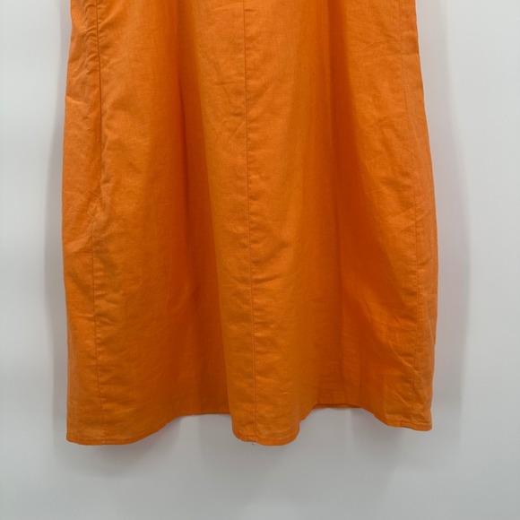 H&M Tangerine Orange Linen Blend Mini Dress Crisscross Retro Size Medium NWT - Picture 9 of 13